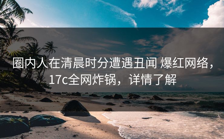 圈内人在清晨时分遭遇丑闻 爆红网络，17c全网炸锅，详情了解