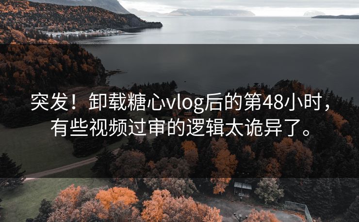 突发！卸载糖心vlog后的第48小时，有些视频过审的逻辑太诡异了。
