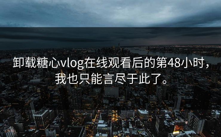 卸载糖心vlog在线观看后的第48小时，我也只能言尽于此了。