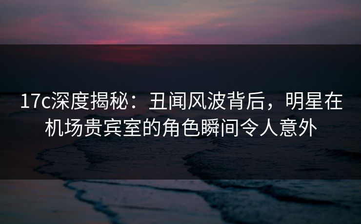 17c深度揭秘：丑闻风波背后，明星在机场贵宾室的角色瞬间令人意外