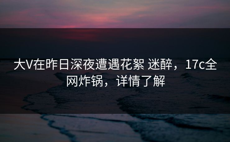 大V在昨日深夜遭遇花絮 迷醉，17c全网炸锅，详情了解